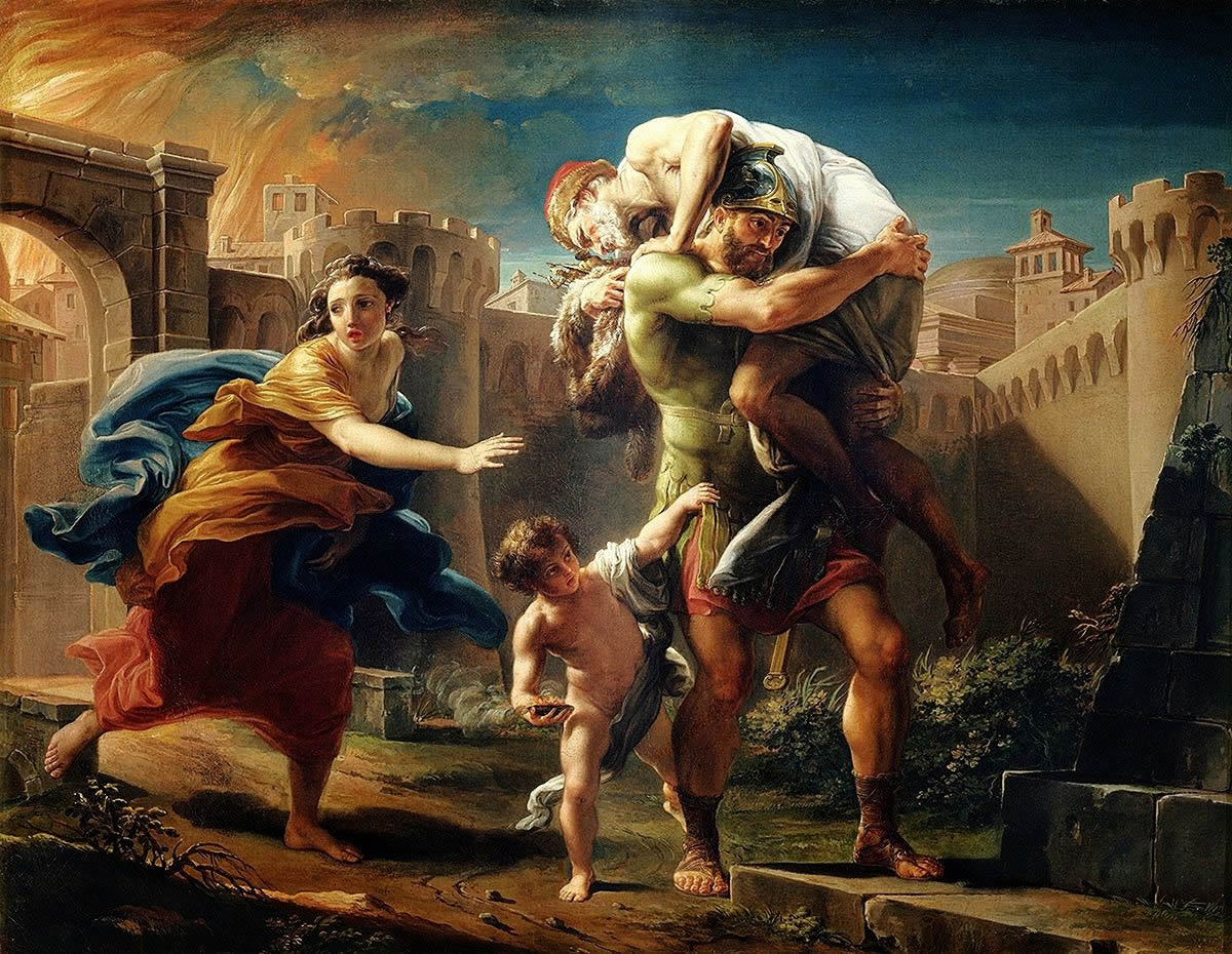 Eneas fugind din Troia, Pompeo Batoni 1753